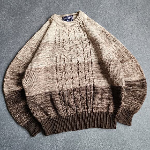 Vintage Barnaby Brown Acrylic Knit Grandpa Sweater Large - Picture 2 of 6